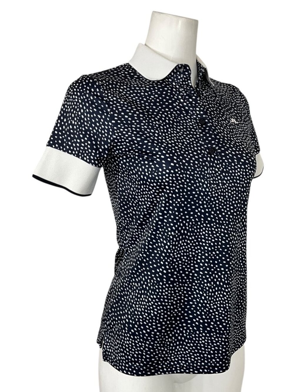 J. Lindeberg Lexie-TX Coolmax Polo Shirt S Blue Polka Dot Golf Tennis - Picture 13 of 16